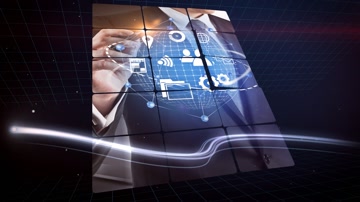 蓝色网格空间光线穿梭图文展示 