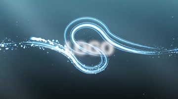 蓝色粒子光线汇聚LOGO片头