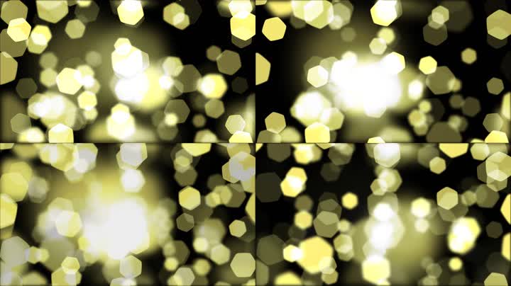金色六边形粒子光斑特效素材（通道循环）