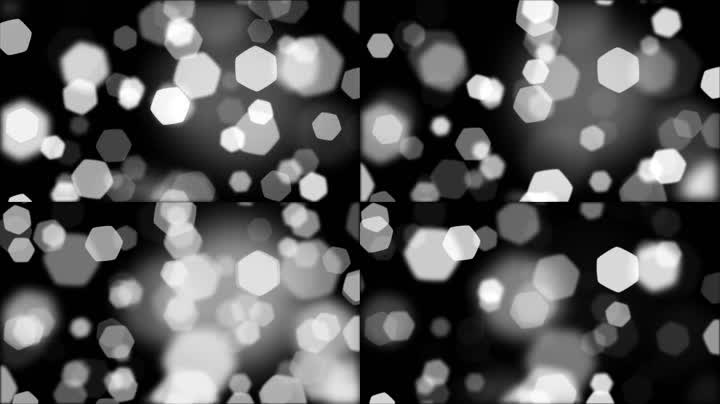 白色六边形粒子光斑特效素材（通道循环）