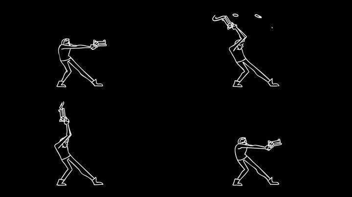 卡通MG线条人物开枪动画（循环通道）