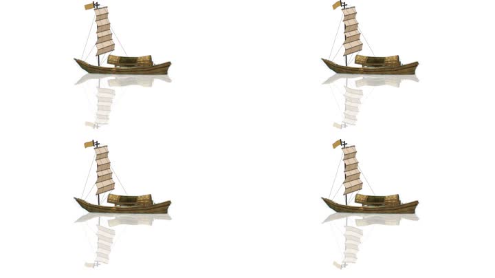 古代船小舟水墨素材（循环通道）