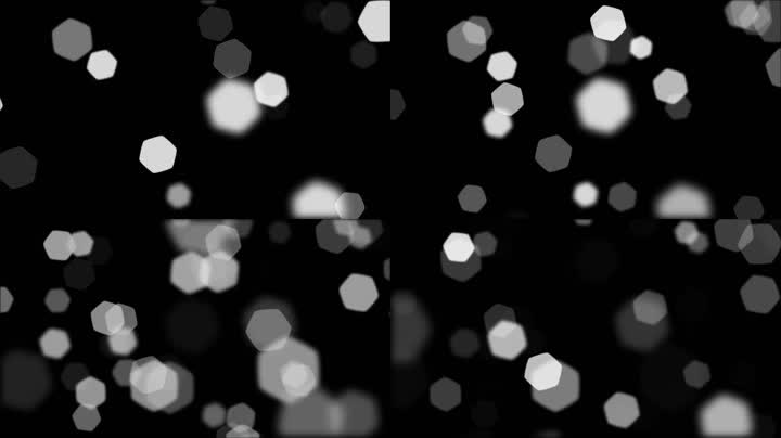 白色六边形粒子光斑特效素材（通道循环）