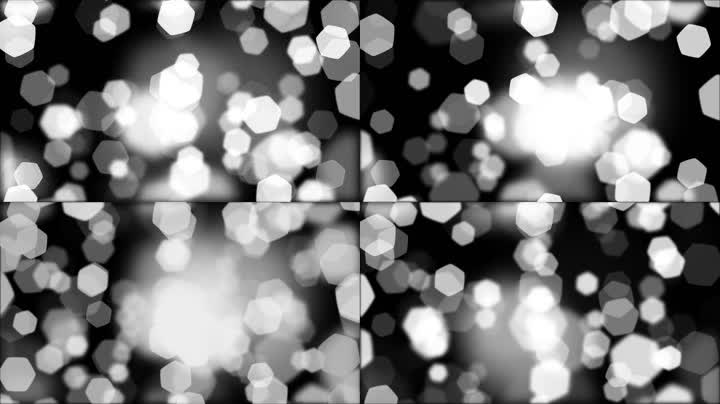 白色六边形粒子光斑特效素材（通道循环）