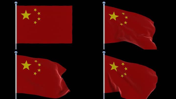 国旗_中景特写飘动