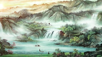 中国风水墨画锦绣河山背景视频 中国风水墨画锦绣河山背景视频