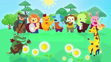 卡通动物乐队表演背景视频（循环）