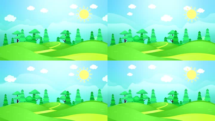 卡通森林绿地丛林背景视频（循环）