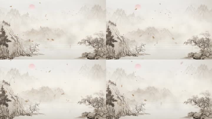 水墨云雾山舞台背景循环