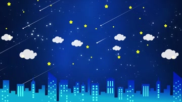 唯美卡通城市星空流星雨背景循环