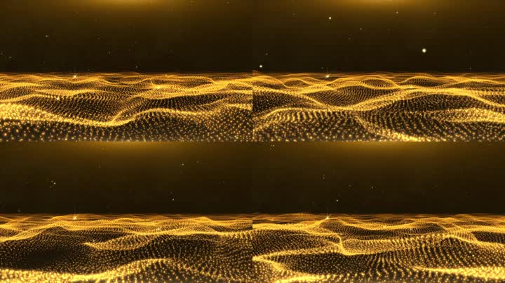 金色粒子海洋波浪舞台背景