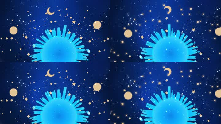 卡通星星月亮星球旋转循环