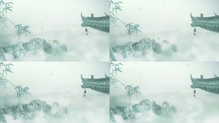 水墨古亭山背景循环