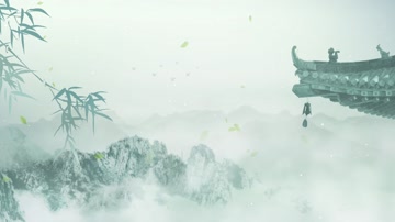 水墨古亭山背景循环