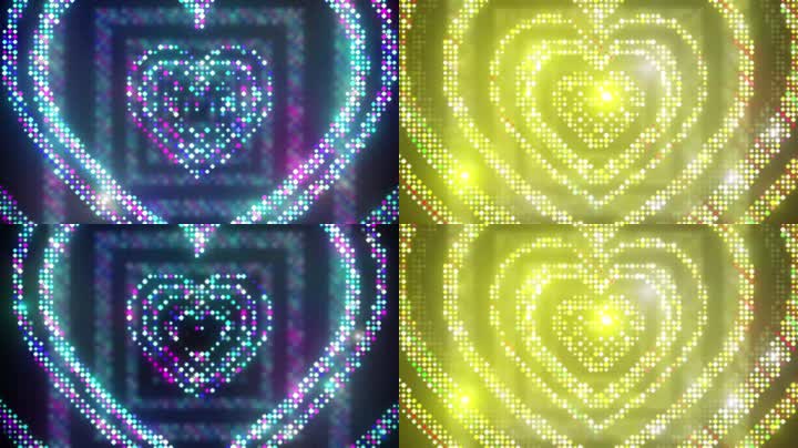 动感心形霓虹灯光背景