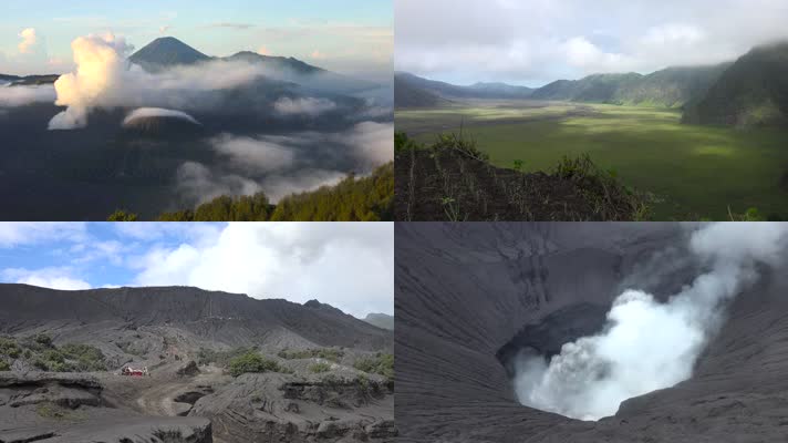 印尼梅鲁国家公园火山云团风景实拍