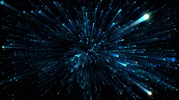 蓝色粒子线条闪烁空间扩散冲击VJ