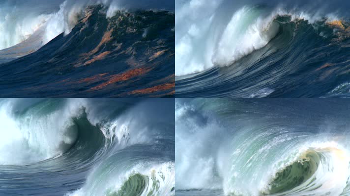 大海波浪浪花汹涌的海