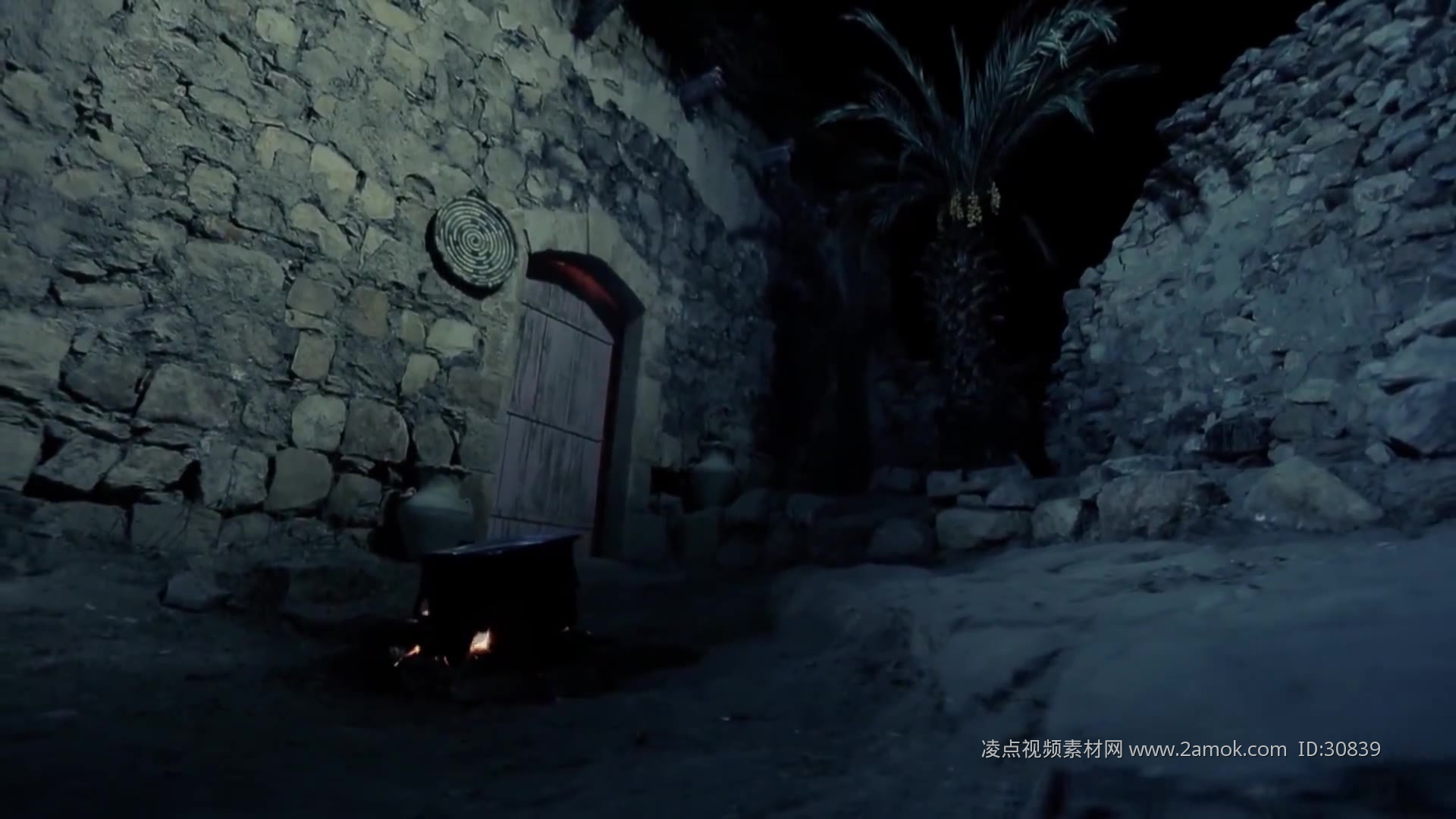 阴森恐怖的石头房子舞台背景
