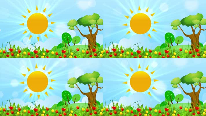 卡通阳光花儿循环背景