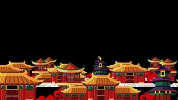 卡通古代建筑中国风带通道循环