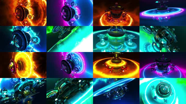 4组炫酷色彩机械LED背景