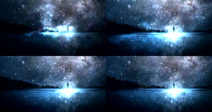 绚丽星空繁星闪烁湖面倒影led背景视频
