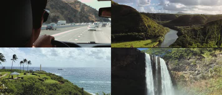 4K夏威夷考艾岛自驾游旅游风光