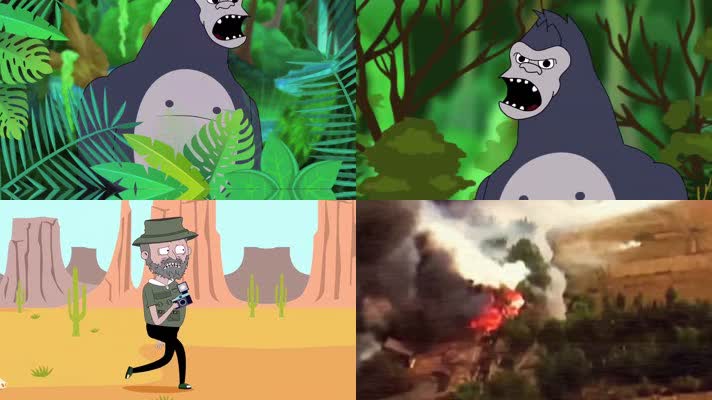 创意卡通森林大猩猩说唱歌曲