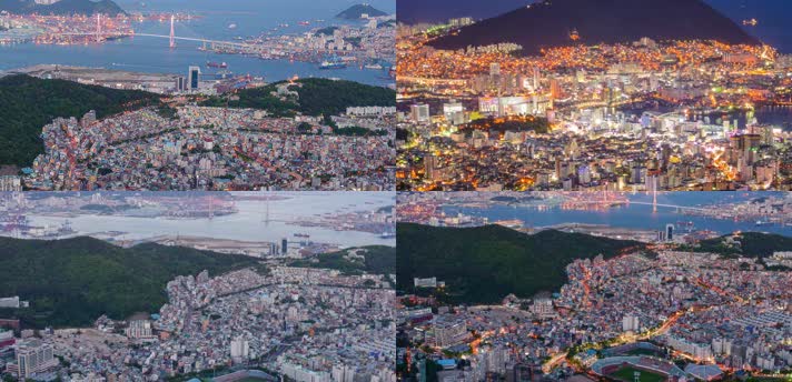 4K航拍韩国釜山城市全景