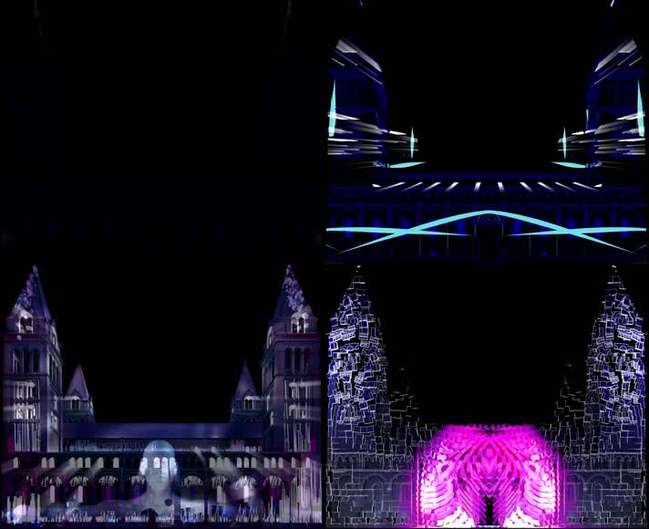 全息抽象光影立体建筑投影艺术