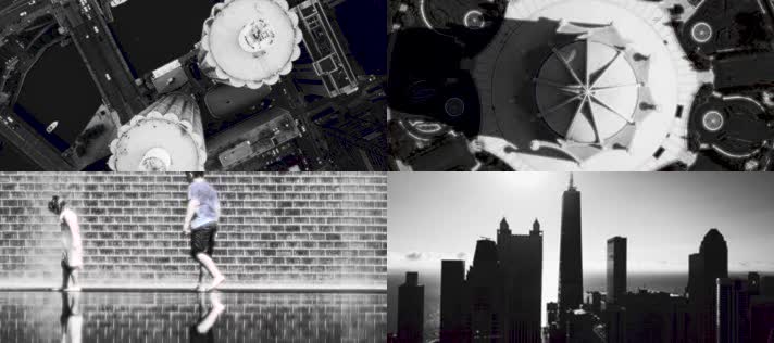 4K航拍美国芝加哥城市黑白艺术