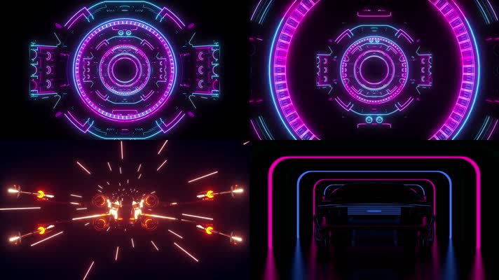 3组科幻飞机汽车机械感背景