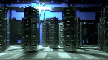 逼真空间长方形灯光场景闪烁光效旋转变化视