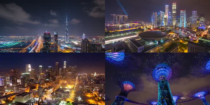 全球繁华城市夜景延迟拍摄