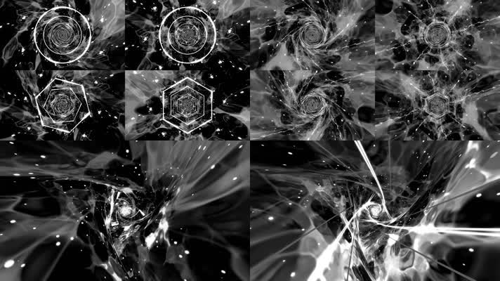 6组科幻黑白空间隧道光束冲击背景