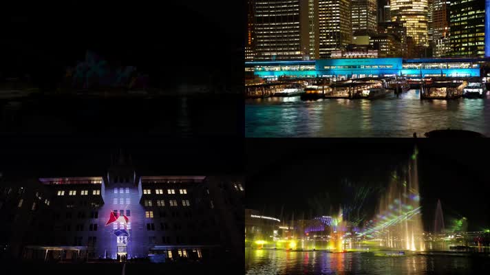 4K澳大利亚悉尼繁华城市夜景延迟拍摄