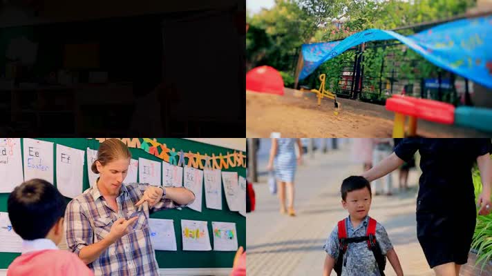 国际幼儿园高清实拍视频素材儿童外教学习成长