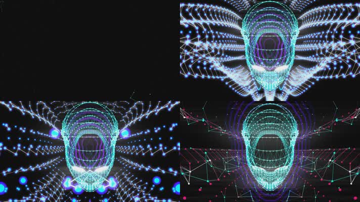 蓝色线条粒子光线 