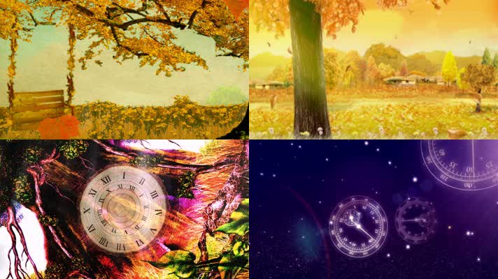 歌曲时间都去哪了唯美落叶时钟感恩父母舞台背景