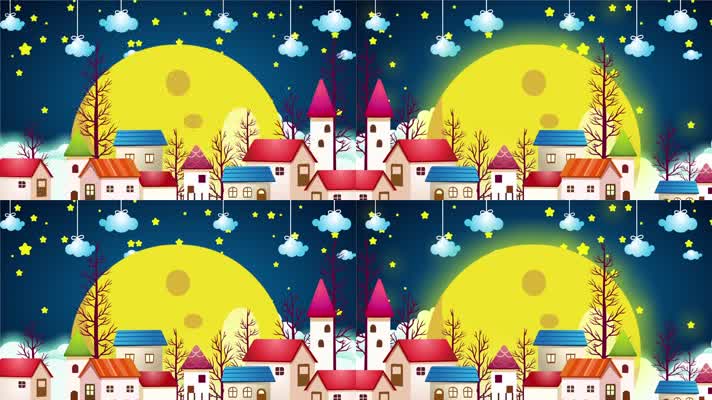 梦幻月亮卡通背景循环