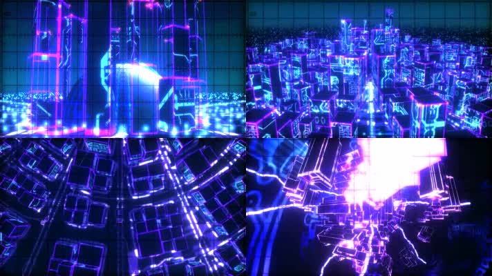 蓝色激光动感未来科技城市 酒吧晚会舞台