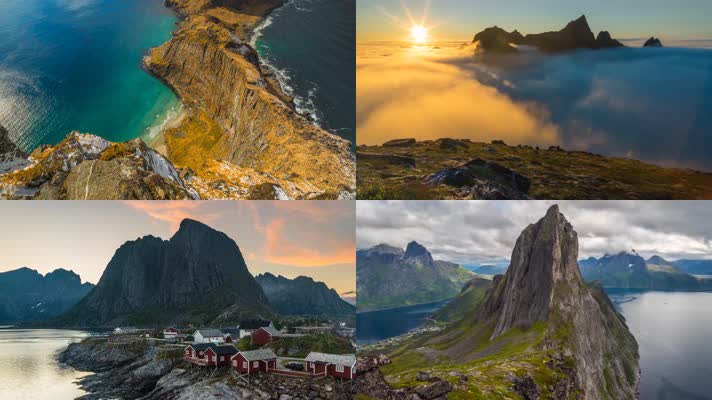 4K挪威北部旅游自然风光