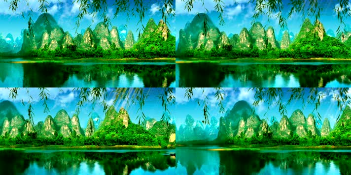 广西桂林山水特效背景