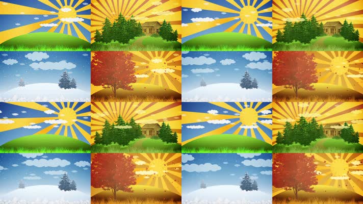 4组原版卡通四季动画合集