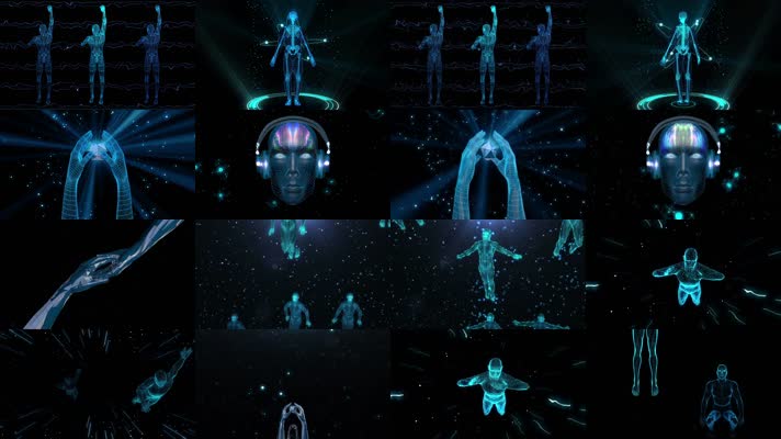 12组科幻荧光光影酒吧人物