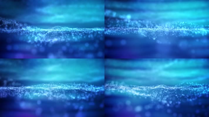 4K 蓝色海洋粒子波浪背景视频