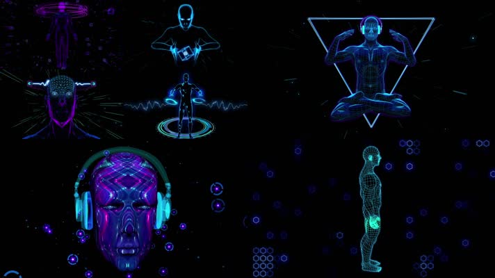 7组酒吧荧光人物节奏