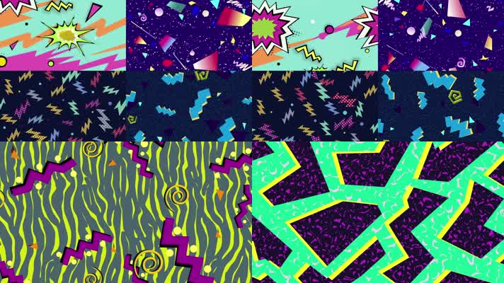 6组原版漫画风格几何节奏