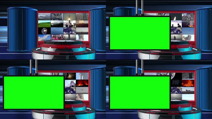 绿屏虚拟新闻演播室电视屏幕